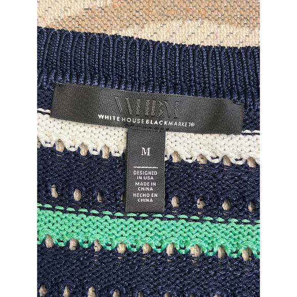 White House Black Market Long Sleeve Stripe V-Neck Pullover Sweater, size medium - Picture 7 of 14